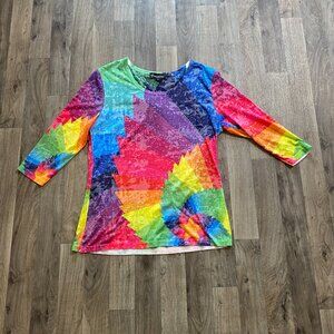 NWT Creation Rainbow Colorful Tee Shirt Size Small